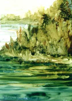 "Pine Point" by Julie Nusbaum, Shawano WI - Watercolor on Yupo - SOLD